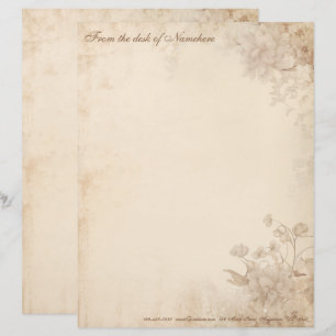 Papel Timbrado Crie Suas Próprias Flores Sepia Vintage Floral
