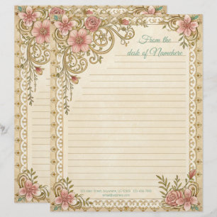 Papel Timbrado Crie suas próprias notas florais cor-de-rosa român