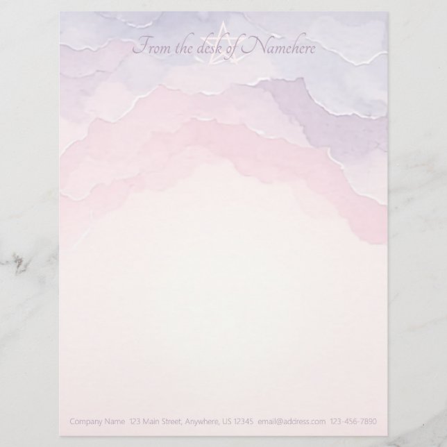 Papel Timbrado Crie Suas Próprias Nuvens Místicas Rosa Roxo (Frente)