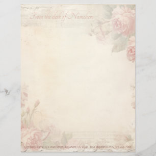 Papel Timbrado Crie Suas Próprias Peônias Rosa Charmosamente Desg