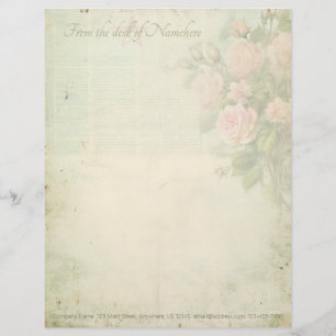 Papel Timbrado Crie Suas Próprias Rosas Cor-de-Rosa Vintage Shabb