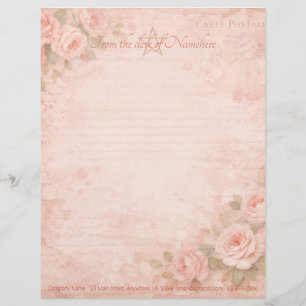 Papel Timbrado Crie Suas Próprias Rosas de Pêssego Shabby Chic