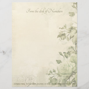 Papel Timbrado Crie Suas Próprias Rosas Florais Verdes Rústicas