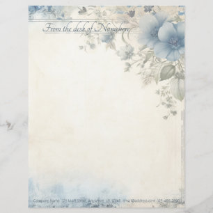 Papel Timbrado Crie Suas Próprias Videiras de Flores Azuis no Est