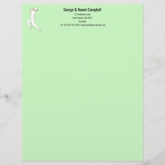 Papel Timbrado Críquete (Frente)