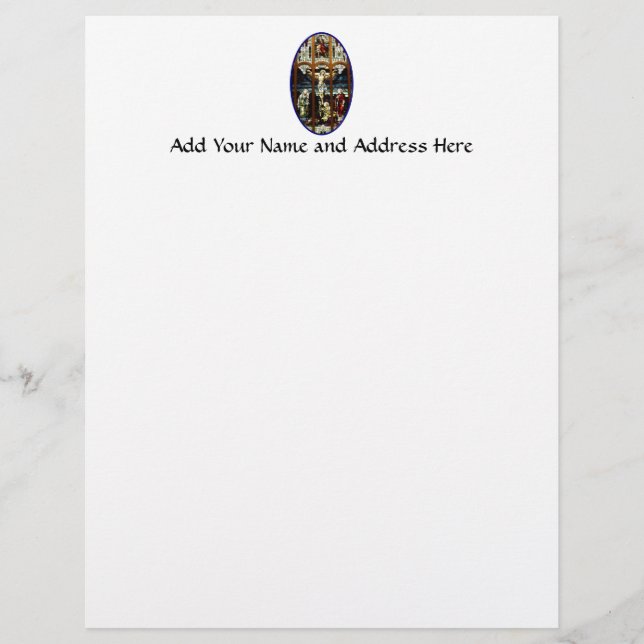 Papel Timbrado Crucificação da janela de vitral de Jesus (Frente)