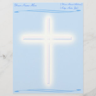 Papel Timbrado Cruz branca no cabeçalho azul