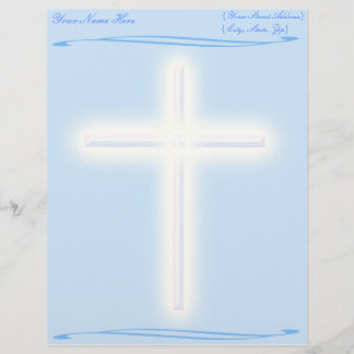 Papel Timbrado Cruz branca no cabeçalho azul