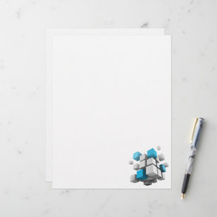 Papel Timbrado Cubos 3D de SlipperyJoe caindo arranjos cativantes