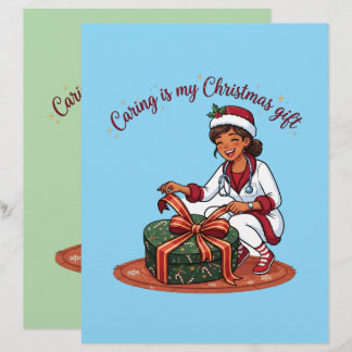 Papel Timbrado Cuidar é meu presente de Natal Enfermeira
