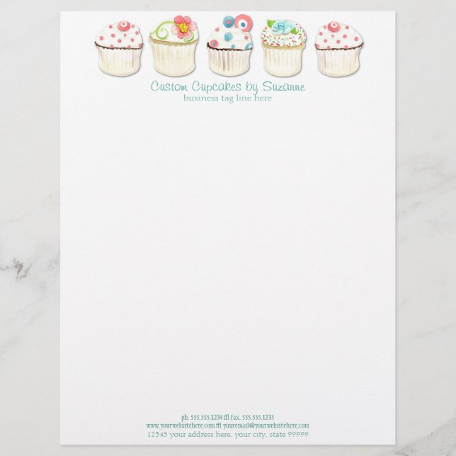 Papel Timbrado Cupcake Dessert Baking - Identidade Comercial (Frente)