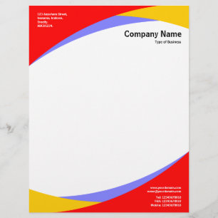 Papel Timbrado Curvas v2 - Vermelho, âmbar e azul