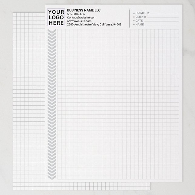 Papel Timbrado Custom Company Name & Logo | Graph Paper Sheets  (company logo on grid paper, bulk custom graph papers)