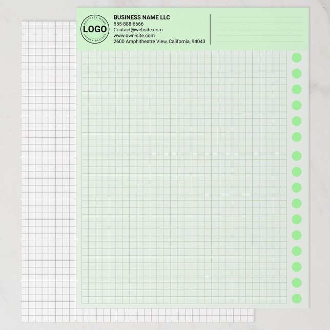 Papel Timbrado Custom Geen Graph Paper Sheets with Corporate Logo (architectural drawing, business logo paper)