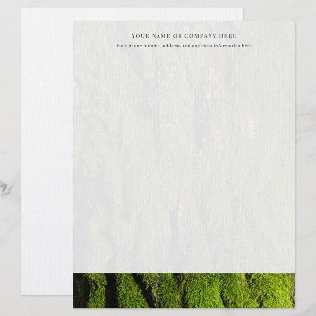 Papel Timbrado Custom Letterhead with Lush Moss on Tree (Frente/Verso)
