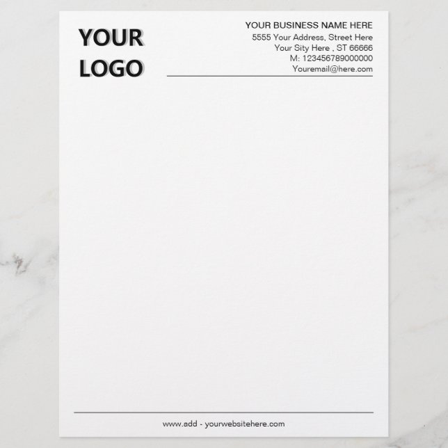 Papel Timbrado Custom Logo Name Address Info Company Letterhead (Frente)