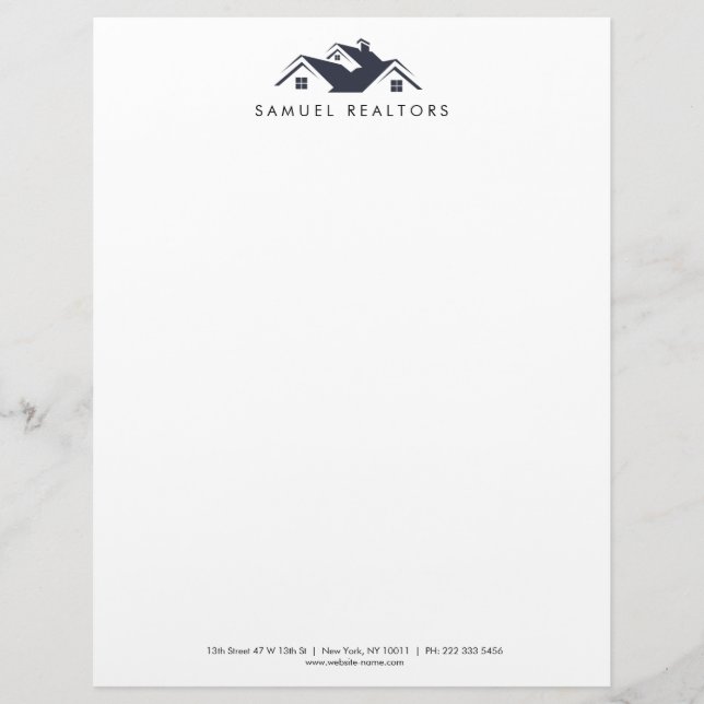 Papel Timbrado Custom Stylish Modern Real Estate Home Logo (Frente)