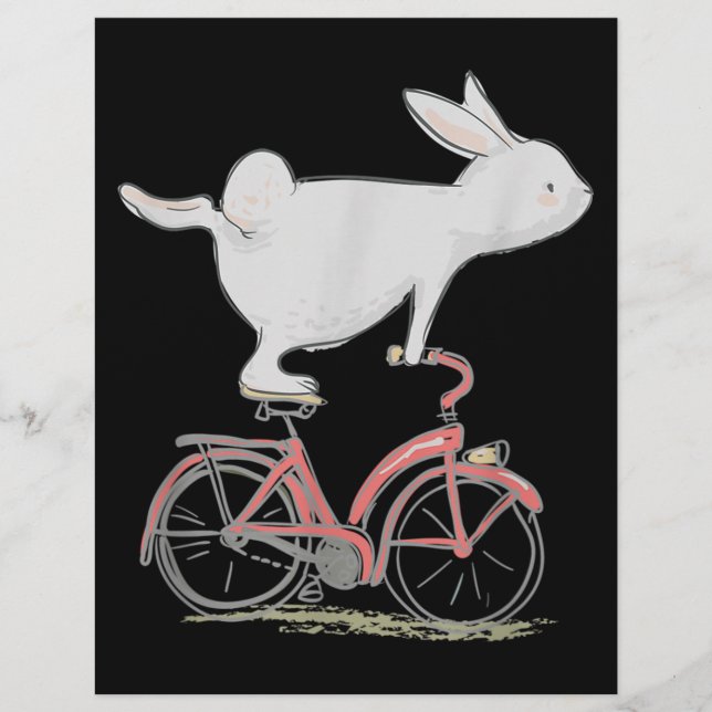 Papel Timbrado Cute Bunny Rabbit On Bike Cycling Bicycle (Frente)
