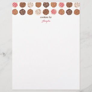 Papel Timbrado Cute Cookies Cookie Business Bakery Letterhead