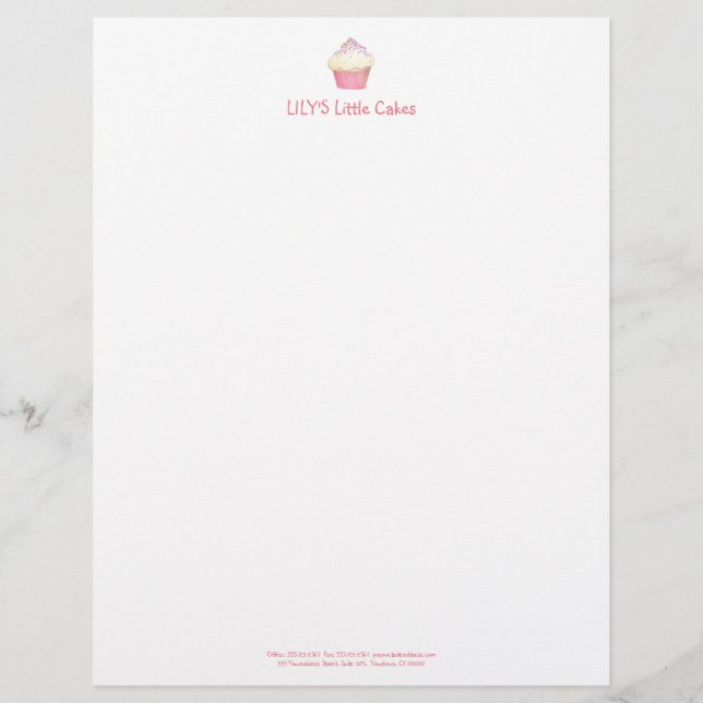Papel Timbrado Cute Cupcake Bakery Pastery Chef (Frente)