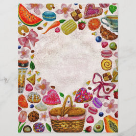 Papel Timbrado Cute Pastry Confections Sweets