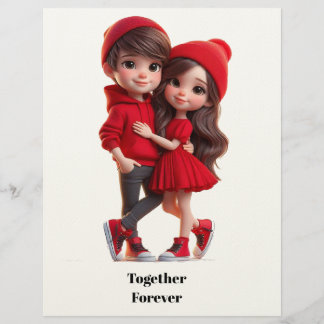 Papel Timbrado Cute Romantic Couple Card – A Happy Valentine
