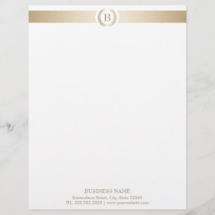 Papel Timbrado Da grinalda Dourado do louro do monograma elegante