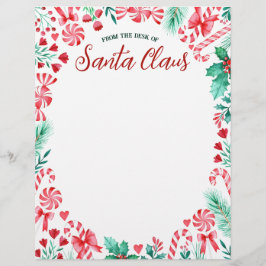 Papel Timbrado Da Mesa de Santa Claus Watercolor