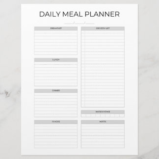 Papel Timbrado Daily Meal Planner | Simple Minimalistic Clean