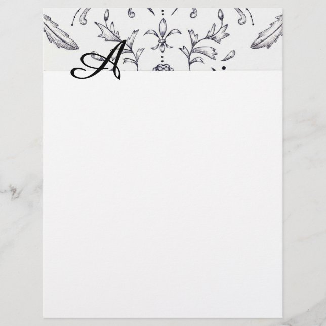 Papel Timbrado Damask Preto e Branco (Frente)