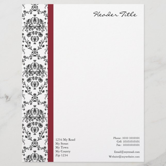 Papel Timbrado Damask Regal (Frente)