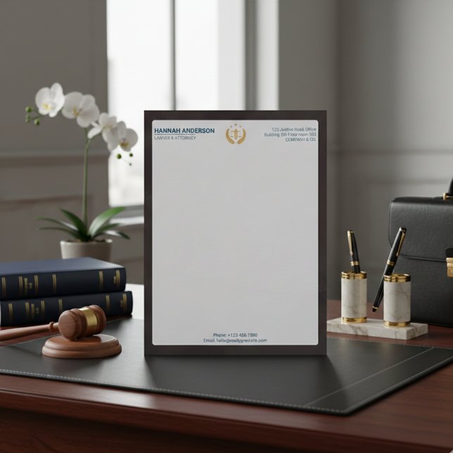Papel Timbrado de Advogado com Aparência de Couro  (Luxury Brown Leather Look Lawyer Letterhead for Law Firms)
