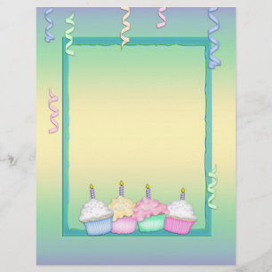 Papel Timbrado de Aniversário Multi-colorido