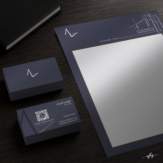 Papel Timbrado de Arquiteto Moderno de Dois Lados (Professional stationery that reinforces your brand with every client communication.)
