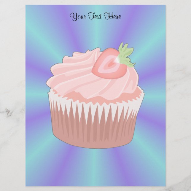 Papel Timbrado de Cupcake de Morango (Frente)