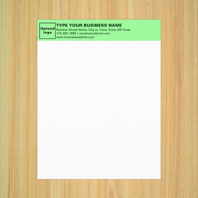 Papel Timbrado de Empresa Verde Claro em Folha de  (Business light green letterhead on paper sheet.)