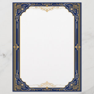 Papel Timbrado Deco de Arte Dourada e Branca