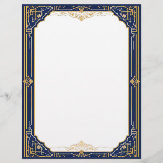 Papel Timbrado Deco de Arte Dourada e Branca