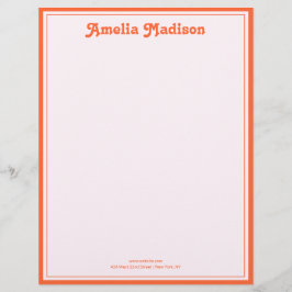 Papel Timbrado Decoração Retro Simples Rosa Laranja