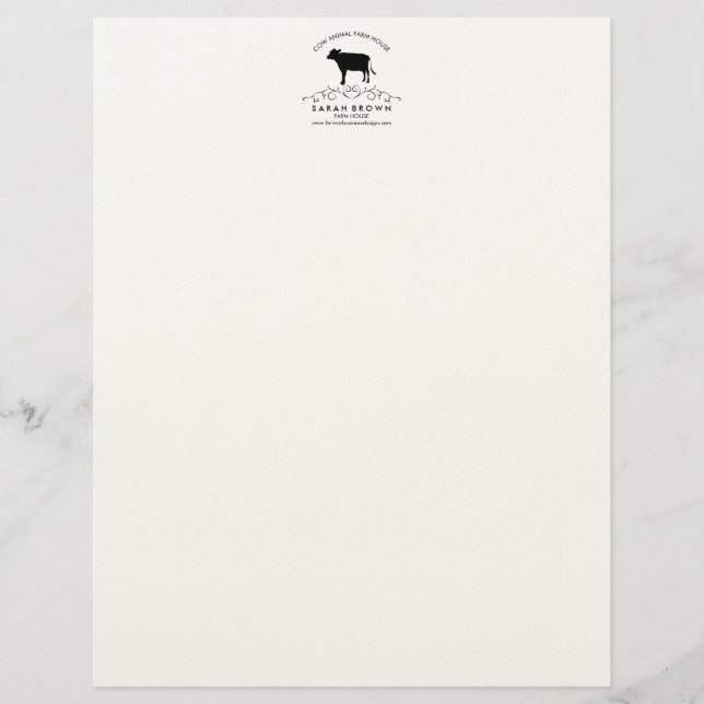 Papel Timbrado Decorative Farm Cow Silhouette (Frente)