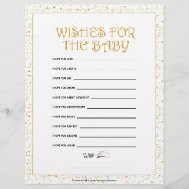 Papel Timbrado Desejos Para O Bebê [Faíscas Do Ouro]
