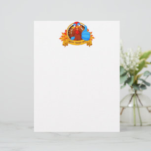 Papel Timbrado Desenho divertido de Ação de Graças em estilo de d