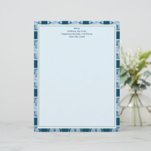 Papel Timbrado design azul com padrão roxo