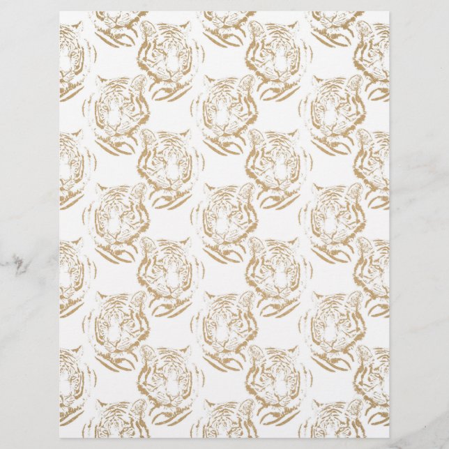 Papel Timbrado Design branco Elegante Glitter Tiger Dourado Impre (Frente)