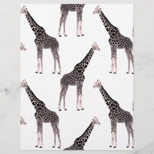 Papel Timbrado Design de animais de girafa rosa e preto