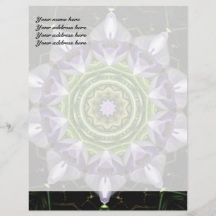 Papel Timbrado Design de Cabeçalho de Carta com Flor Roxa
