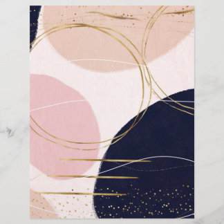 Papel Timbrado Design de cor rosa mínimo de traços e círculos Dou