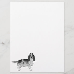 Papel Timbrado Design de English Cocker Spaniel em Preto e Branco