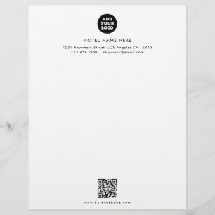 Papel Timbrado Design de Logo de Hotel Personalizado & Código QR