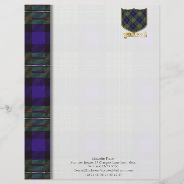 Papel Timbrado design Ferguson tartan (Frente)